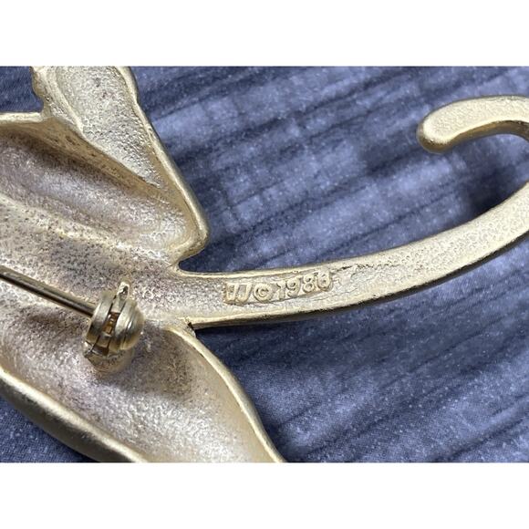 Large Vintage JJ Jonette 1988 Climbing Panther 4.25” Brooch Pin Matte Gold Tone - Picture 9 of 12